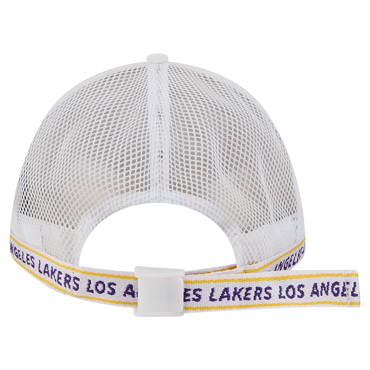 Men's Los Angeles Lakers  New Era White Featherweight Team Tape 9FORTY M-Crown A-Frame Adjustable Hat