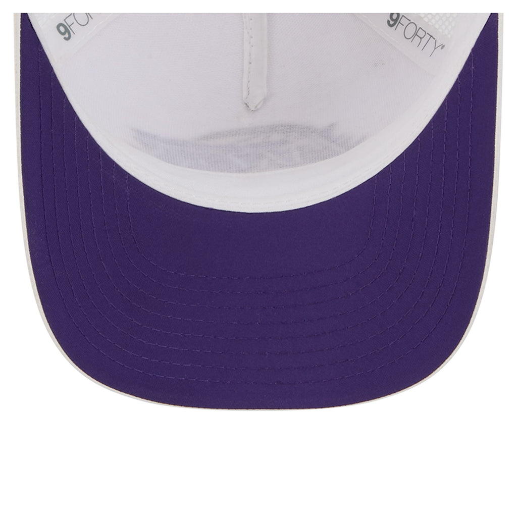 Men's Los Angeles Lakers  New Era White Featherweight Team Tape 9FORTY M-Crown A-Frame Adjustable Hat