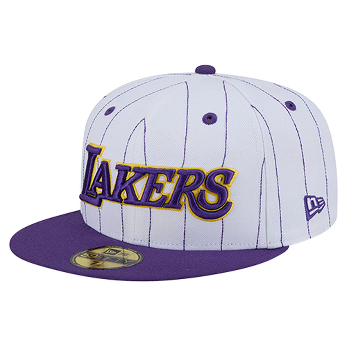 Men's Los Angeles Lakers  New Era White Wordmark Pinstripe 59FIFTY Fitted Hat