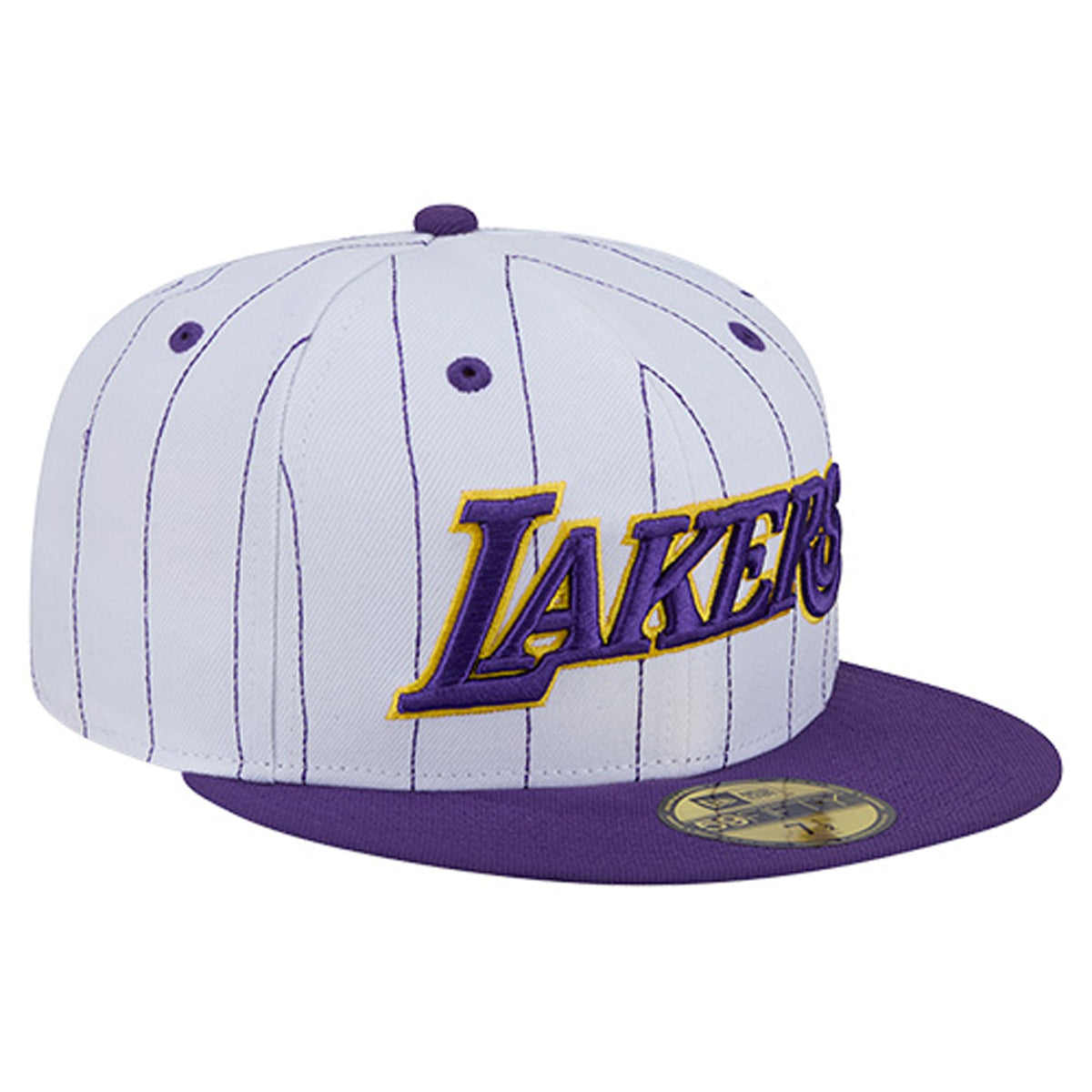 Men's Los Angeles Lakers  New Era White Wordmark Pinstripe 59FIFTY Fitted Hat