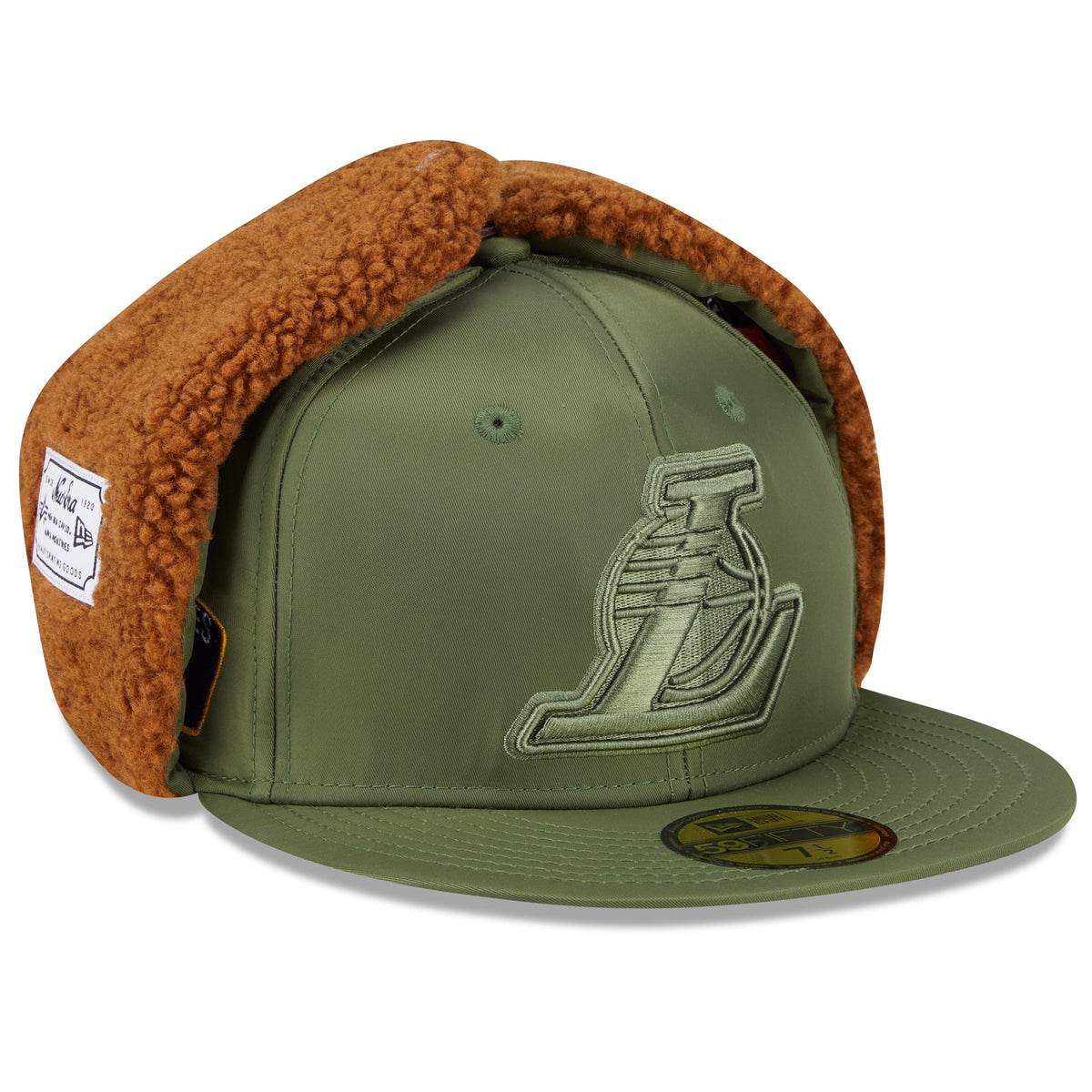 Men's Los Angeles Lakers New Era x Alpha Industries Olive Dog Ear 59FIFTY Fitted Hat