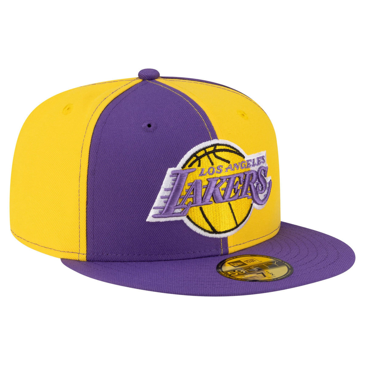 Men's Los Angeles Lakers  New Era Gold/Purple 80s Throwback Pinwheel 59FIFTY Fitted Hat