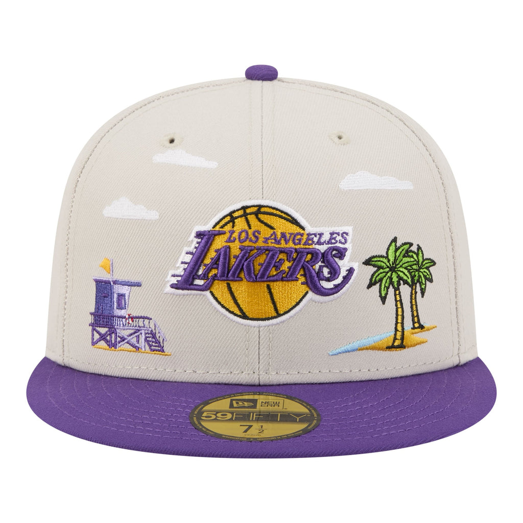 Men's Los Angeles Lakers  New Era Tan/Purple Localized City Icon 59FIFTY Fitted Hat