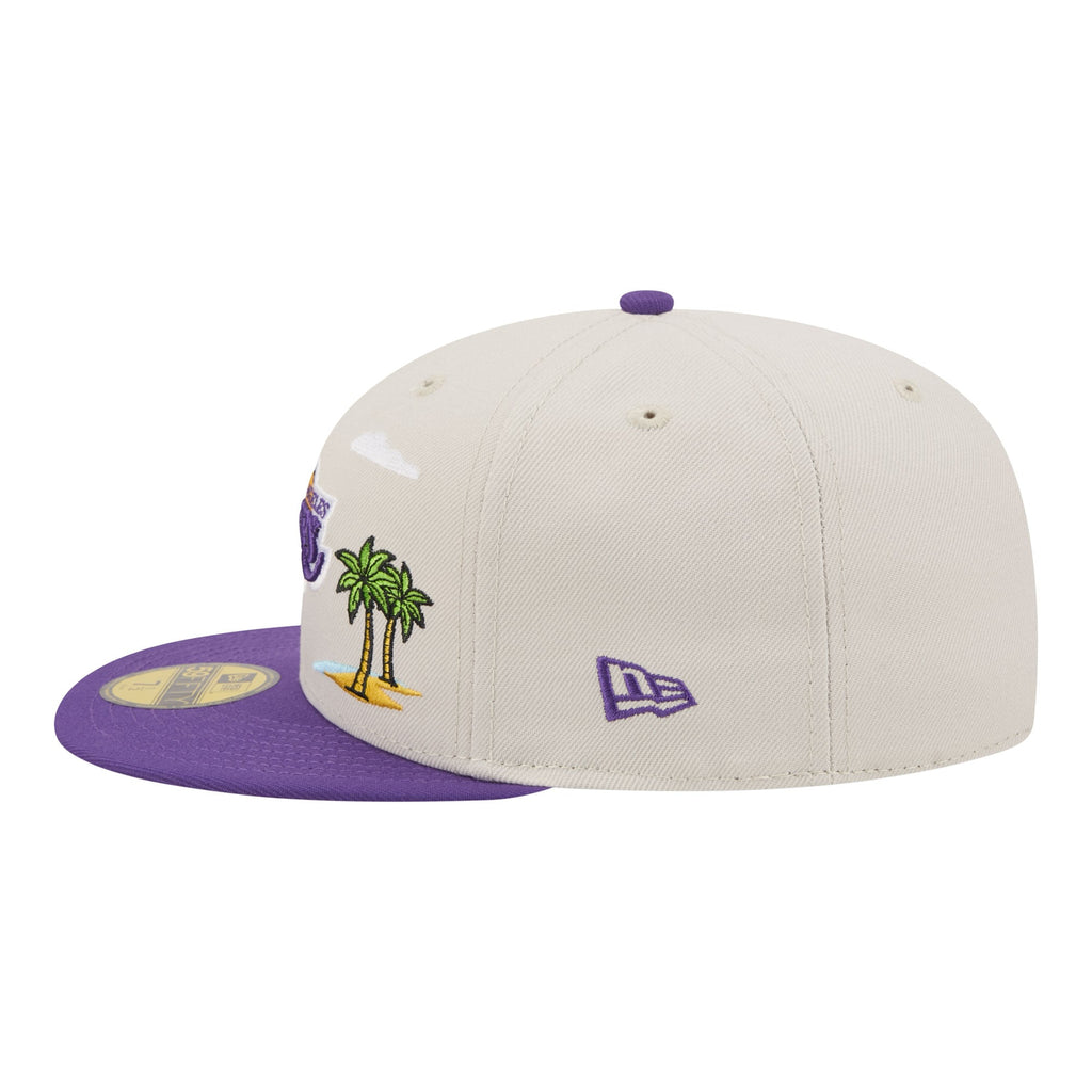 Men's Los Angeles Lakers  New Era Tan/Purple Localized City Icon 59FIFTY Fitted Hat