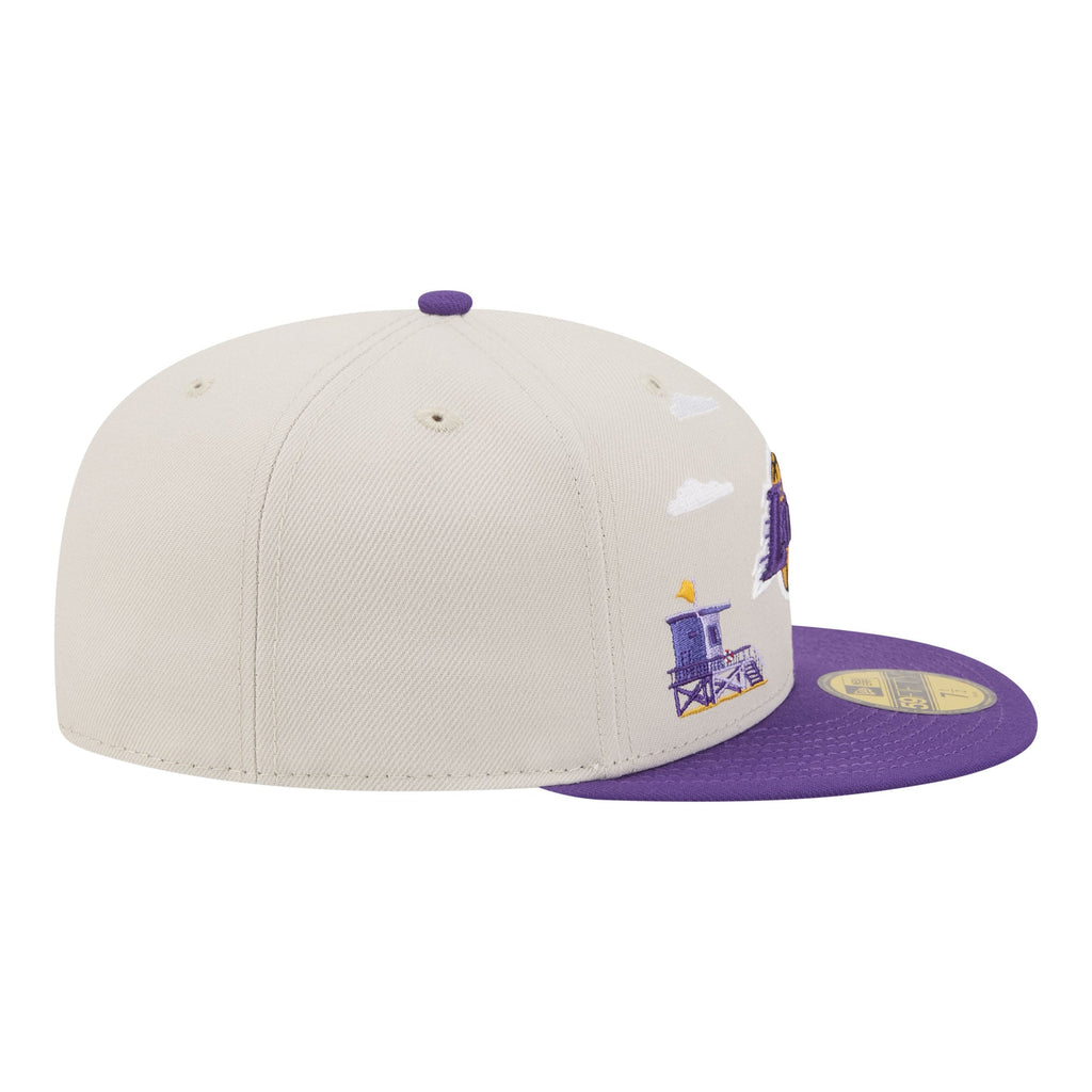 Men's Los Angeles Lakers  New Era Tan/Purple Localized City Icon 59FIFTY Fitted Hat