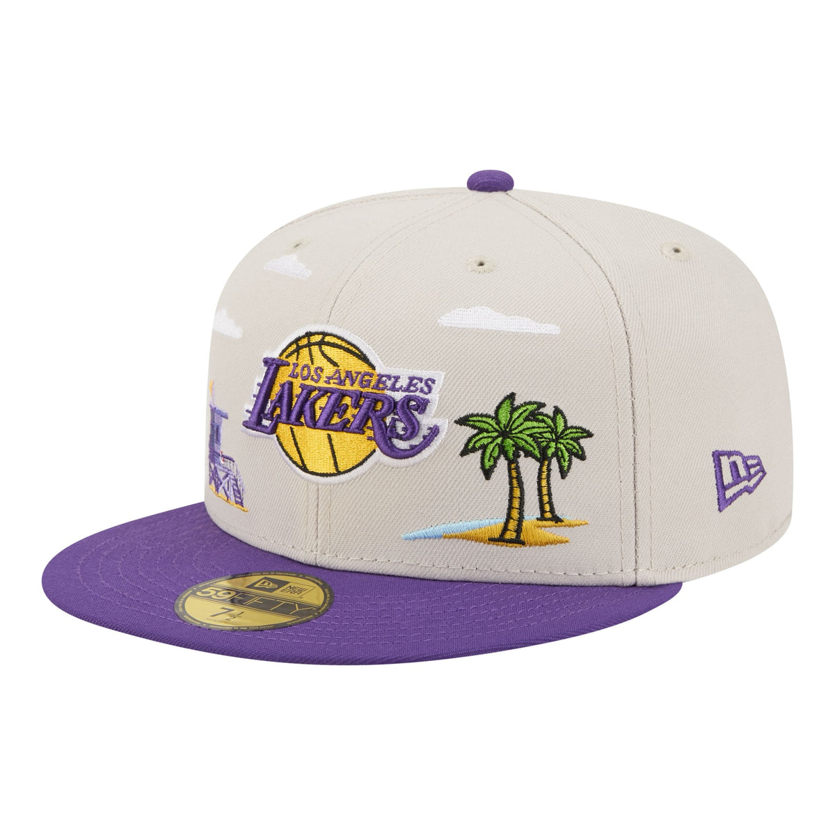 Men's Los Angeles Lakers  New Era Tan/Purple Localized City Icon 59FIFTY Fitted Hat