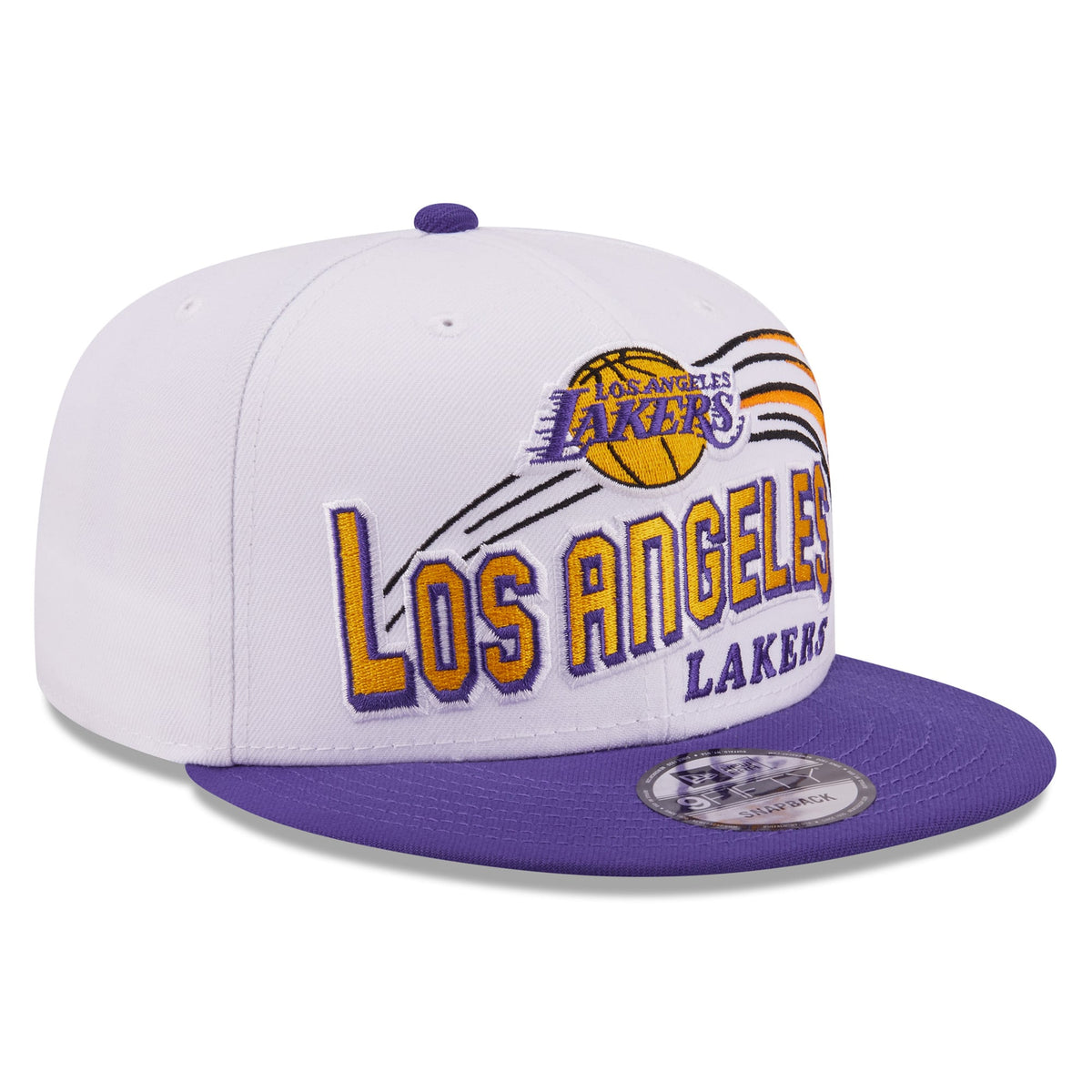 Men's Los Angeles Lakers New Era White/Purple Retro Swoop 9FIFTY Snapback Hat