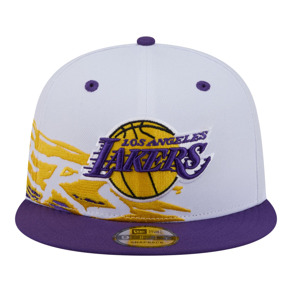 Men's Los Angeles Lakers  New Era White/Purple Swept 9FIFTY Snapback Hat