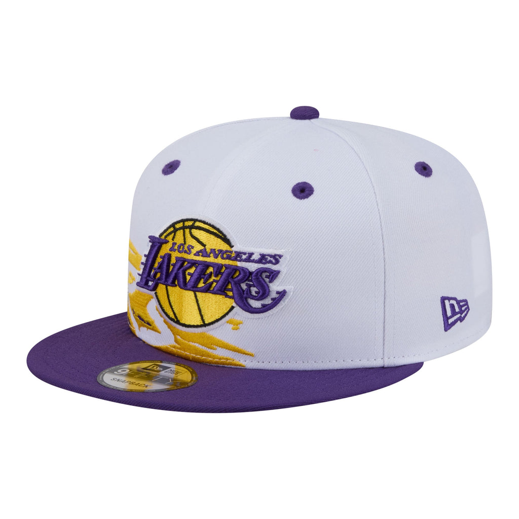 Men's Los Angeles Lakers  New Era White/Purple Swept 9FIFTY Snapback Hat