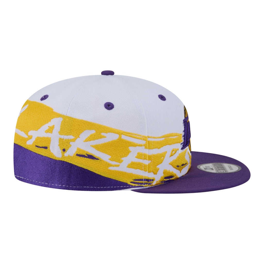 Men's Los Angeles Lakers  New Era White/Purple Swept 9FIFTY Snapback Hat