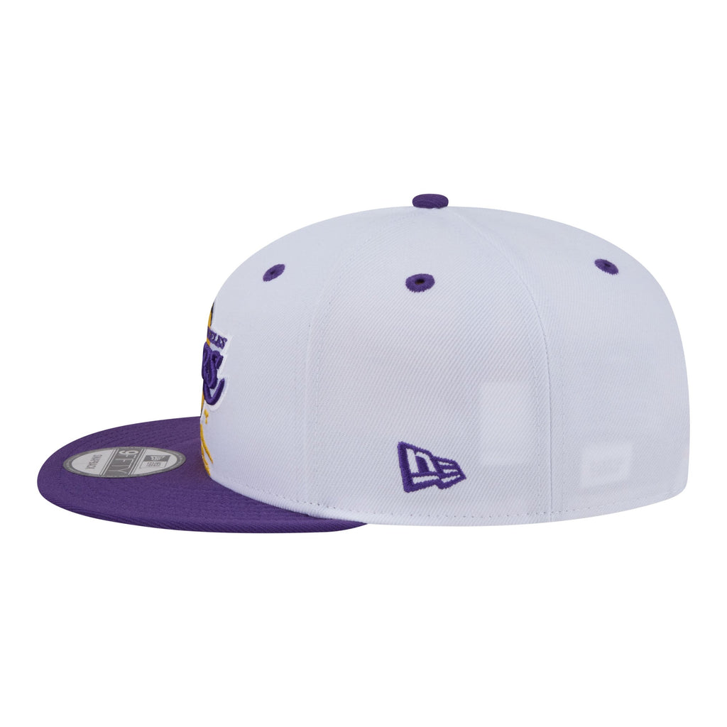 Men's Los Angeles Lakers  New Era White/Purple Swept 9FIFTY Snapback Hat