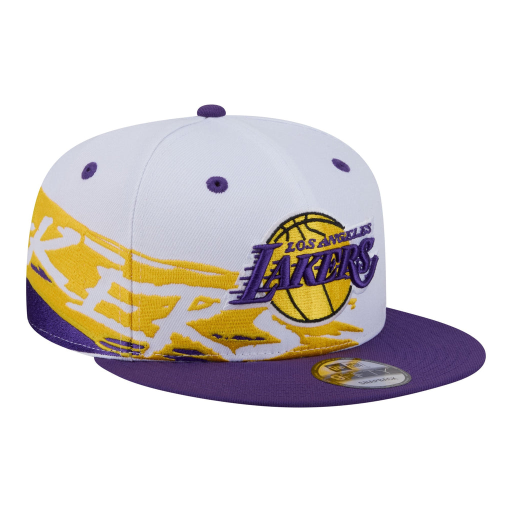 Men's Los Angeles Lakers  New Era White/Purple Swept 9FIFTY Snapback Hat