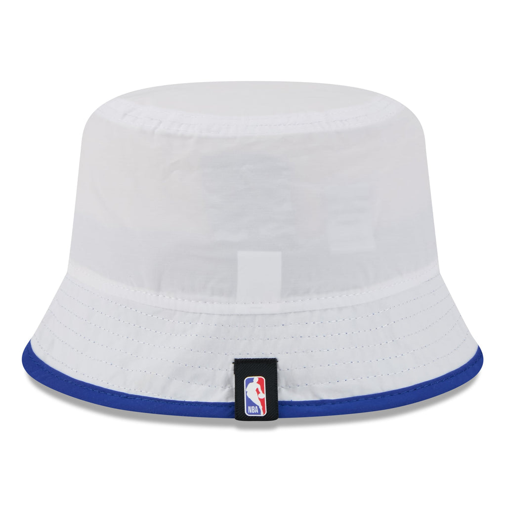 Men's Golden State Warriors New Era White/Royal 2025 NBA Draft Nylon Bucket Hat