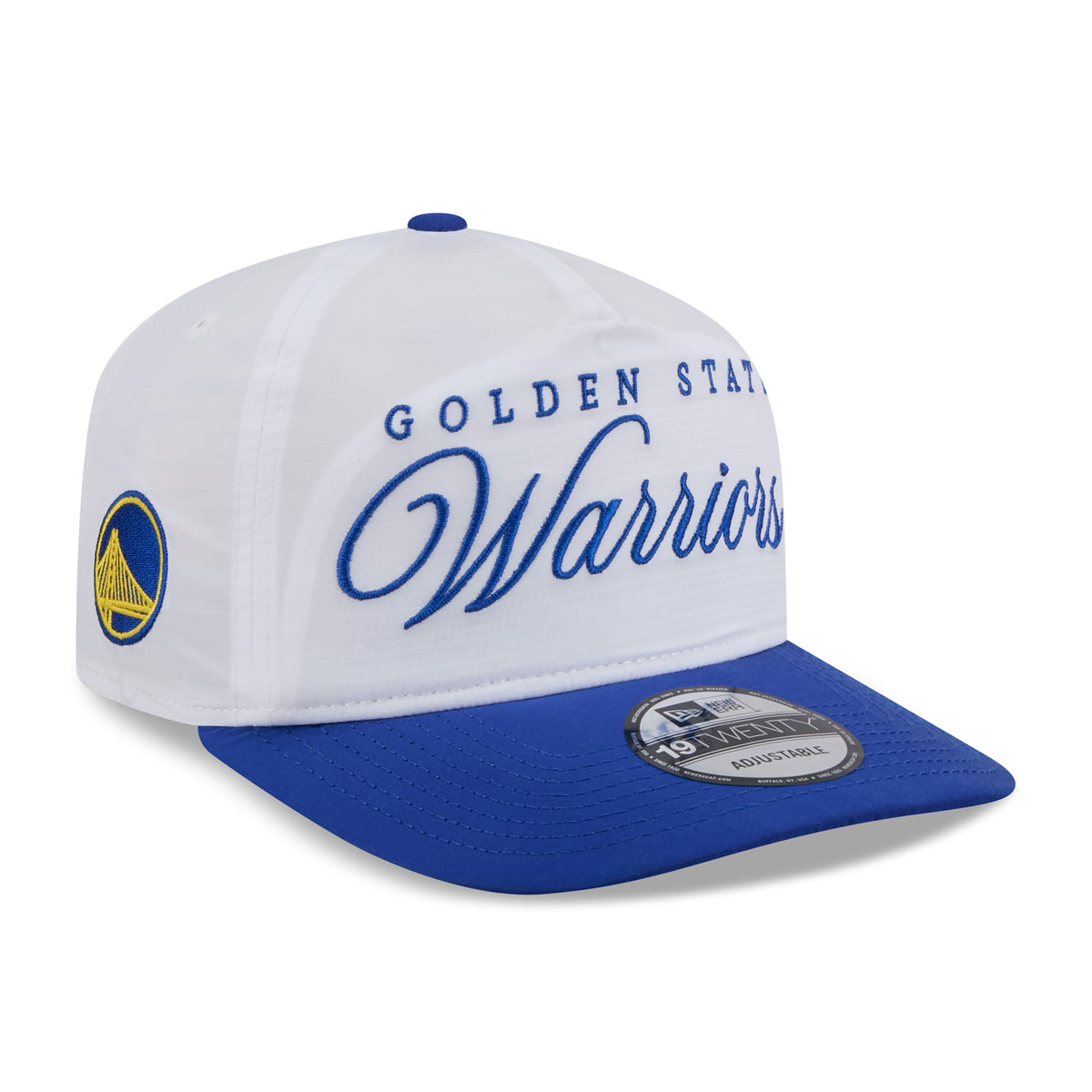 Men's Golden State Warriors New Era White/Royal 2025 NBA Draft On-Stage Nylon 19TWENTY Adjustable Hat