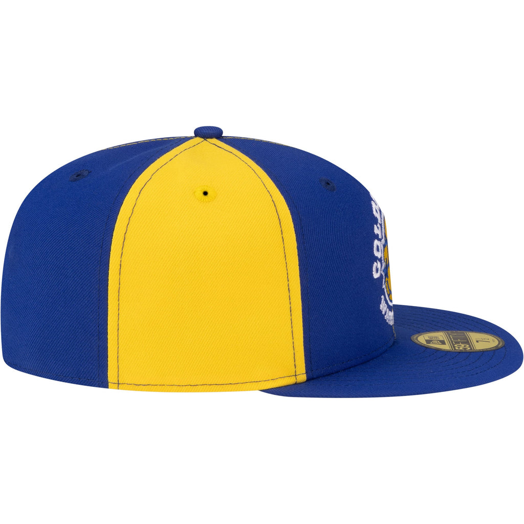 Men's Golden State Warriors  New Era Gold/Royal 80s Throwback Pinwheel 59FIFTY Fitted Hat