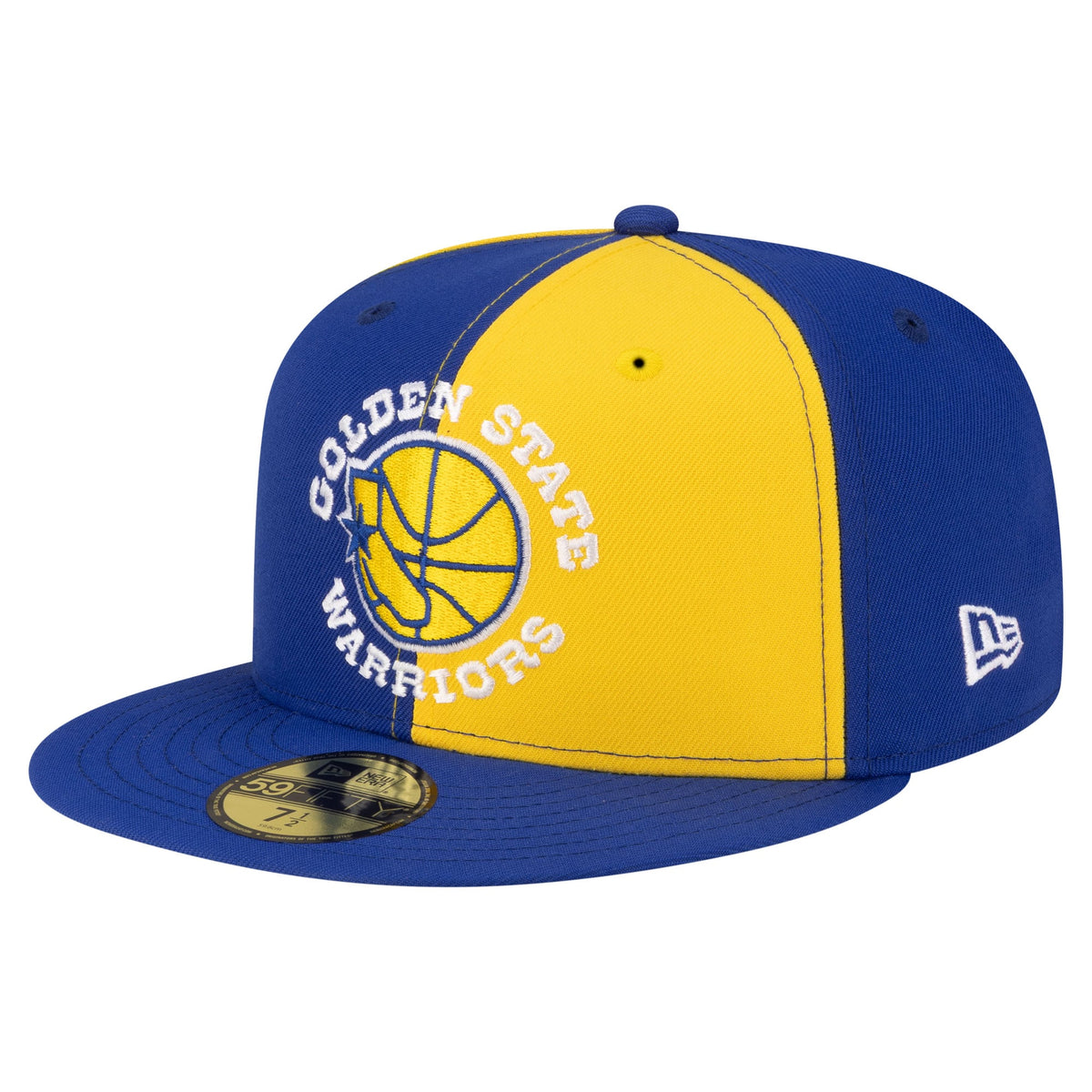 Men's Golden State Warriors  New Era Gold/Royal 80s Throwback Pinwheel 59FIFTY Fitted Hat