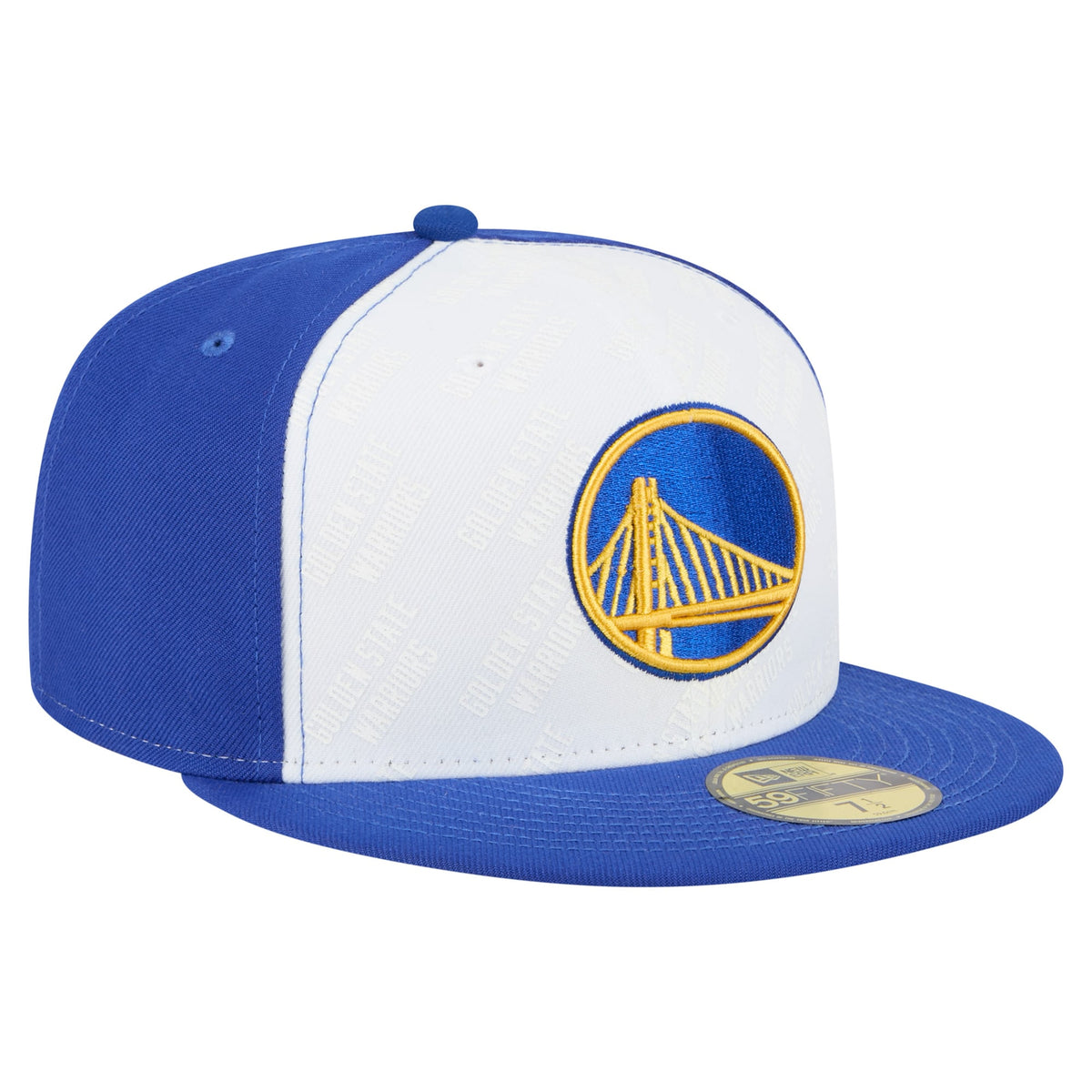 Men's Golden State Warriors  New Era White/Royal Repeat 59Fifty Fitted Hat