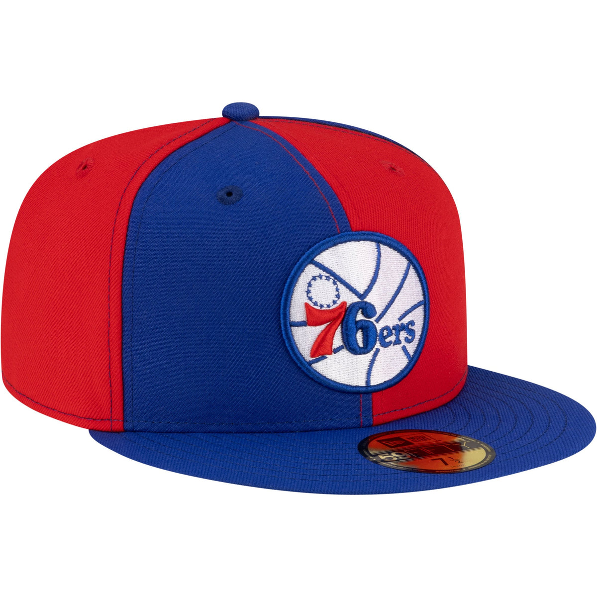 Men's Philadelphia 76ers  New Era Red/Royal 80s Throwback Pinwheel 59FIFTY Fitted Hat