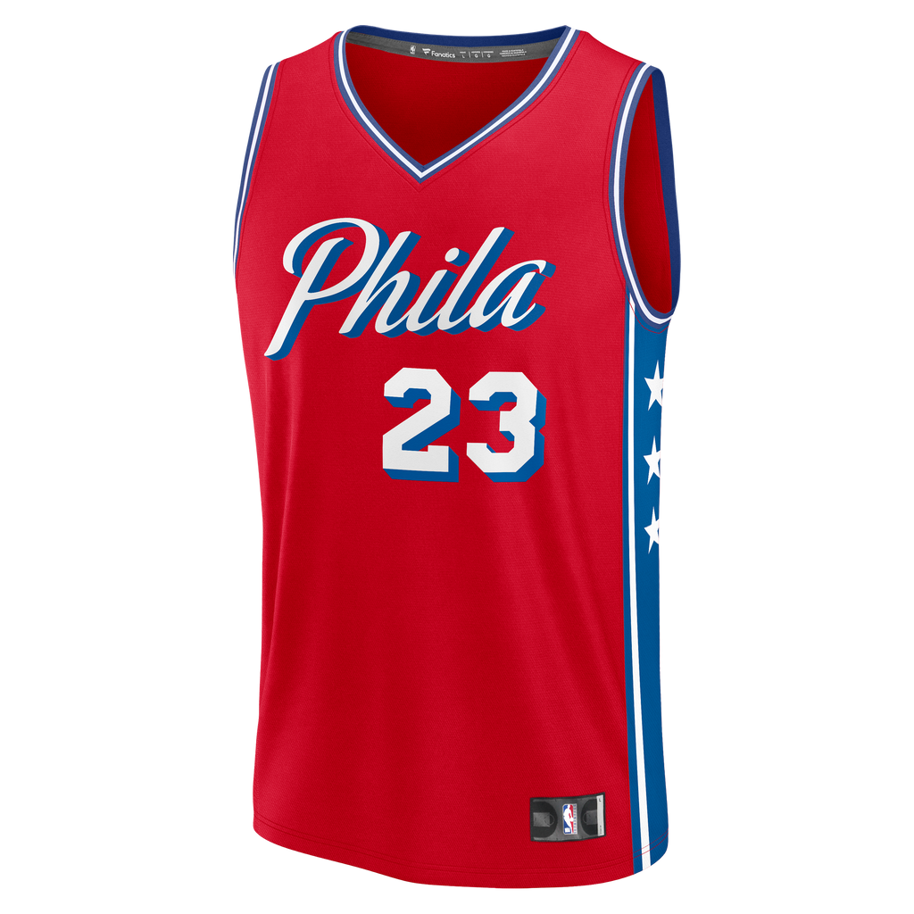 Youth Philadelphia 76ers LeBron James Fanatics Red Fast Break Replica Jersey - Statement Edition